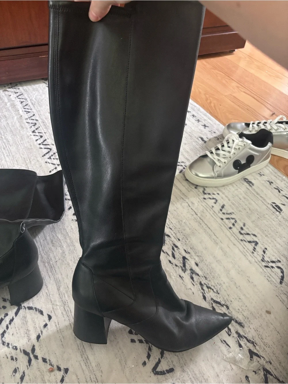 Marc Fisher Black Over-the-Knee Pointed Toe Block Heel Boots for Women